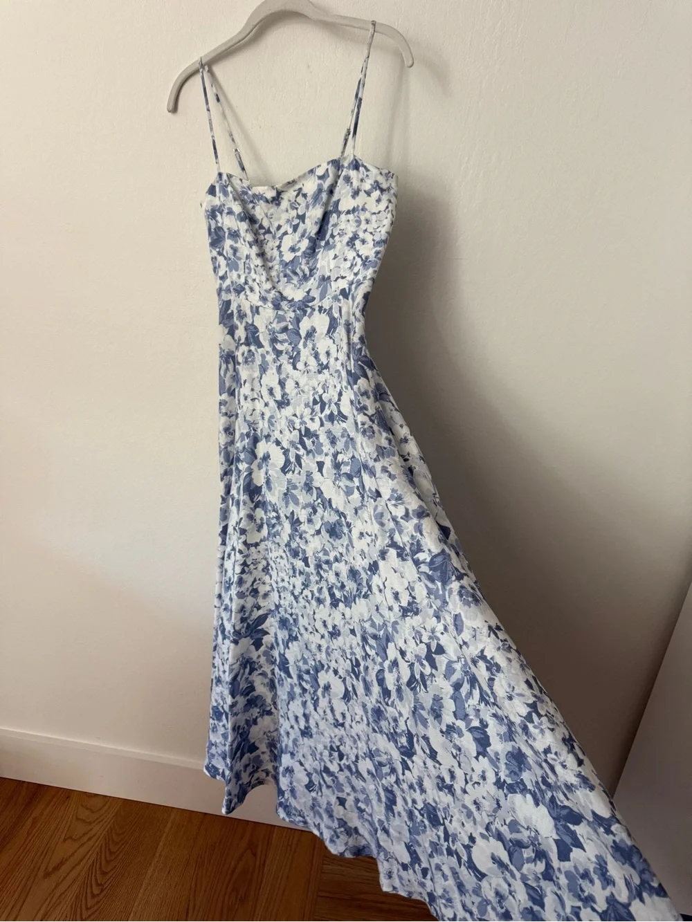 Reformation Monette in Blue Larkspur Floral Spaghetti-Strap Midi Dress - Picture 7 of 9